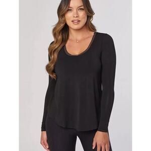 SheBird The Flawless Long Sleeve Bra Tee Too Black Womens Size 2 XS Ab26